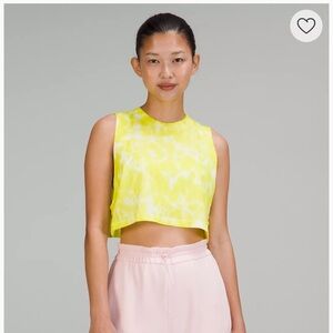 Lululemon All Yours Cropped Cotton Tank Top -Marmoleado Tie Dye Highlight Yellow